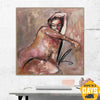 Abstract Figurative Painting Large Post Expressionist Paintings On Canvas Edgar Degas Woman Art Original Sexy Artwork | POSE 46"x46" - Trend Gallery Art | Original Abstract Paintings