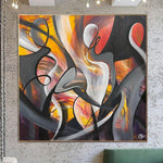 Large Abstract Red Orange Acrylic Painting Figurative Art Abstract Luxury Painting On Canvas People Modern Art Over the Fireplace Decor | FASHION