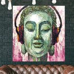 Large Face Painting Portrait Painting Buddha Headphones Oil Painting | INSPIRATIONAL VIBE