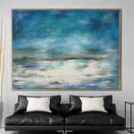 Large Abstract Seascape Painting on Canvas Oceanscape Wall Art Hand-Painted Artwork Modern Oil Painting for Aesthetic Room Decor | SILENT SEA