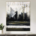 Extra Large Canvas Art Black And White Abstract Painting Oil Paintings Abstract Original Wall Painting | FOGGY CITY LIGHTS
