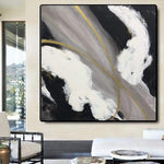 Large Painting On Canvas Gray Painting Black And White Abstract Canvas Art Gold Painting Original Oil Painting Wall  Decor | PATH BETWEEN THE CLOUDS