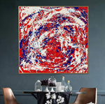 Jackson Pollock Style Painting Abstract Red Mixed Blue White Painting Aesthetic Painting Expressionist Art Luxury Painting | EMOTIONAL MOVEMENT