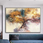 Abstract Art in Yellow, Gold and Brown for Hotel Wall Decor | DRAGON TREE