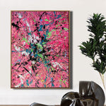 Abstract Pink Paintings On Canvas Colorful Acrylic Handmade Art Modern Urban Style Splash Painting for Living Room Wall Decor | PINK SPLASH