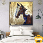 Original Abstract Horse Paintings On Canvas Animal Textured Painting Contemporary Art Horse Lovers Gift | LONE RUNNER 27.55"x27.55"