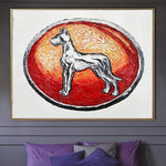 Abstract Dog Painting Red Wall Art Impasto Animal Portrait Original Pet Wall Art Modern Textured Artwork Original Fine Art | TRUE COMPANION