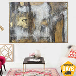 Large Abstract Gold Leaf Artwork Textured Oil Painting On Canvas Luxury Painting Original Hand Painted Artwork | ENERGY FLOWS 35.4"x51.2"