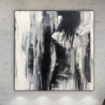 Modern Painting Canvas Minimalist Wall Art Abstract Black And White Painting Acrylic Fine Art Handmade Painting On Canvas Monochrome Artwork | SOLITUDE