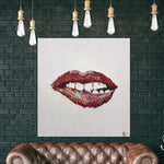 Large Lips Painting Red Oil Painting Abstract Modern Art Gift for Dentist | INNER FIRE