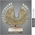 Creative Figurative Wood Sculpture Hand Carved Modern Sculpture Gold Wood Desktop Art for Home | PHEASANT 15.8"x15.8"