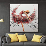 Large Abstract Wall Art Ballerina Painting Red Paintings On Canvas Human Wall Art Modern Wall Art Frame Painting | BALLERINA SCARLET