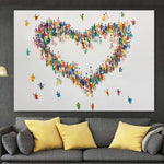 Extra Large Heart Paintings On Canvas Abstract Oil Painting Colorful Romantic Wall Art Modern Impasto Painting | LOVE ESSENCE