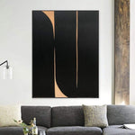 Large Original Abstract Oil Paintings On Canvas Beige Texture Fine Art Contemporary Black Artwork Modern Wall Art | DARK ROAD