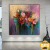 Flowers Abstract Art Still Life Oil Paintings On Canvas Floral Vivid Art Impressionism Paintings Roses Bouquet Painting | BLOOMING ROSES 46"x46" - Trend Gallery Art | Original Abstract Paintings