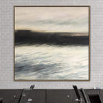 Abstract Oil Painting On Canvas Black And White Art Canvas Painting | STORM WAVES