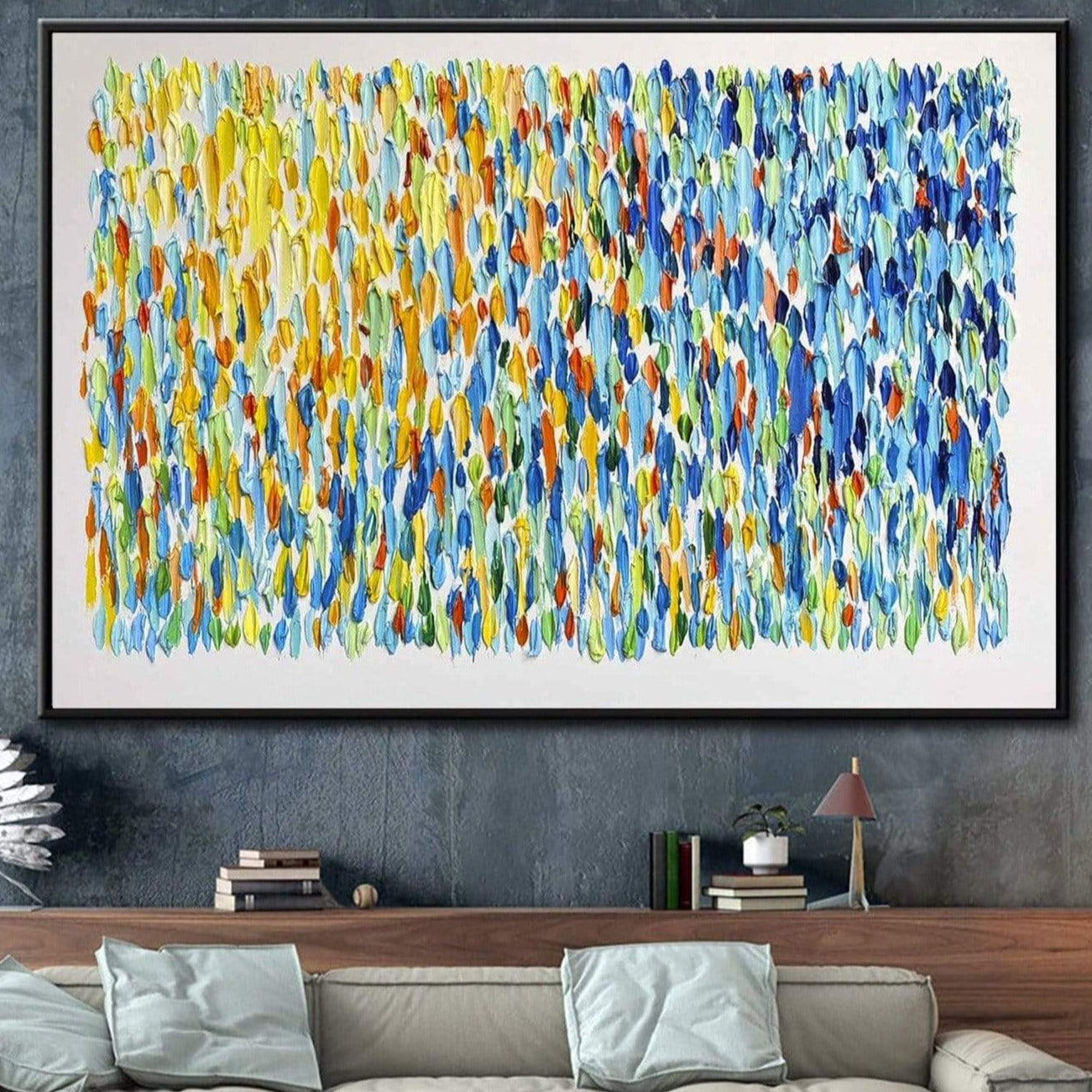 Green Abstract Painting Large Canvas Wall Art Blue Abstract Painting |  TURQUOISE MEADOW