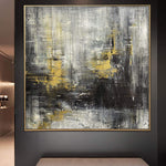 Abstract Art Black And White Painting Original Painting Gold Leaf Paintings | SHADOWS OF THE PAST