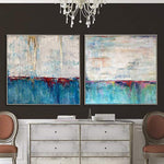 Abstract   Painting Original Large Turquoise Painting Beige Painting Texture Art 2 Piece | PICTURESQUE LAKE