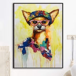 Chihuahua Painting Original Dog Painting Pop Art Chihuahua Impasto Painting | CURIOUS CHI