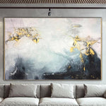 Abstract Texture Art Wall Painting Gray Painting Gold Leaf Painting On Canvas | SOMEWHERE IN THE HEAVEN