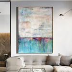 Abstract  Acrylic Painting On Canvas Large Turquoise Painting Beige Painting Texture Art | TURQUOISE LAKE