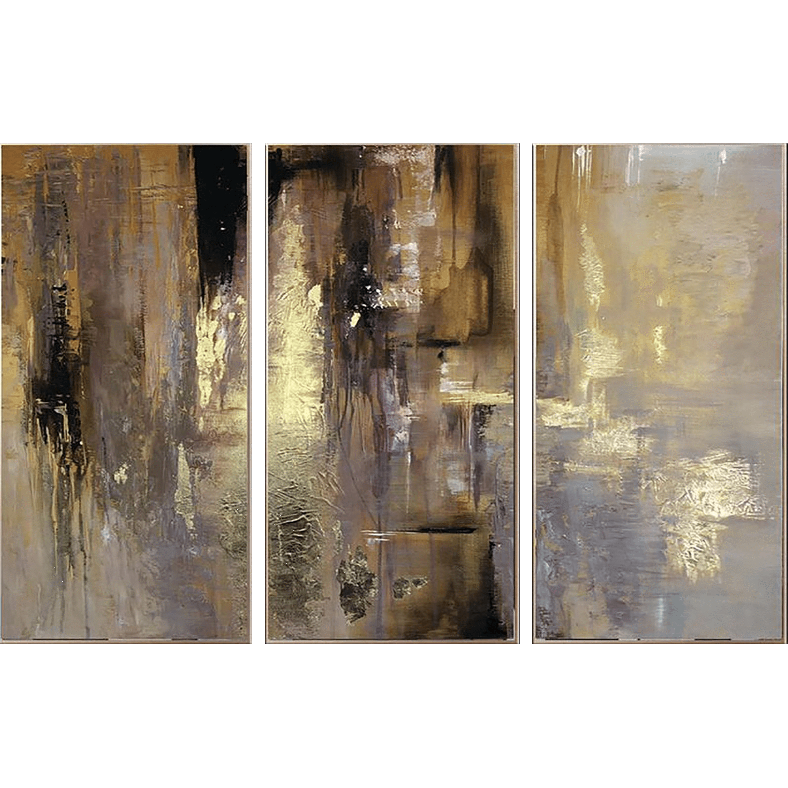 Oil Paint Canvas Set Triptych Painting Gold Leaf Diamond Painting Custom Paintings On Canvas Hand Art RADIANCE OF ETERNITY