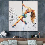 Girl Dancer Paintings On Canvas Pole Dance Painting Sexy Girl Painting | FREEDOM OF EXPRESSION