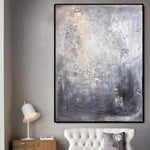 Abstract Silver Gray and White Art Black and Gray Painting | SILVER REFLECTION