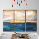 Large Oil Painting Original Canvas Blue Abstract Painting Gray Painting Sunset Painting | SUMMER SUNSET