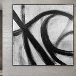 Minimalist Artwork Oversized Canvas Painting Abstract Franz Kline style Silver Paintings on Canvas Wall Decor Artwork on Canvas Office Decor | TENTACLES
