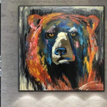 Oversize Abstract Colorful Bear Painting On Canvas Animal Modern Wall Art Home Wall Decor | BEAR PORTRAIT