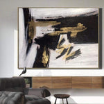 Black White Artwork Fine Art Painting Gold Leaf Texture Art Home Decor Painting Oversized Wall Art | INFATUATION