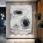 Abstract Black And White Artwork Minimalism Black Holes Oversized Painting | TEARING REALITY