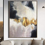Extra Large Abstract Gray Painting Gold Leaf Contemporary Art | FETTERS OF THE SOUL