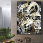 Oversize Beige Abstract Paintings On Canvas Black Wall Art Original Fine Art | THESE ARE THE SIGNS