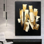 Large Original Abstract Paintings On Canvas Black Gold Leaf Modern Wall Art Contemporary | BREATHING OUT
