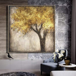Extra Large Original Abstract Tree Paintings On Canvas Gold Nature Fine Art Modern Wall Art | GOLDEN TREE