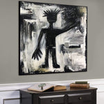 Urban Style Wall Art Original Black And White Abstract Painting Figurative Modern Fine Art Contemporary Wall Decor | HELLO