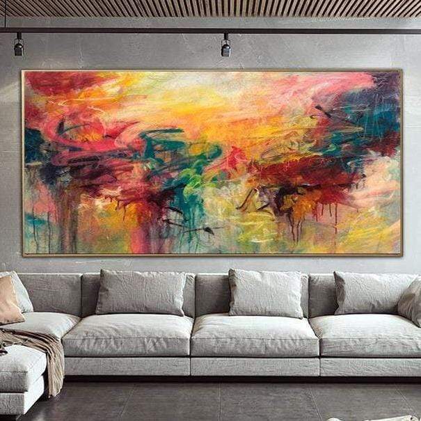 Abstract Colorful Painting Canvas Vibrant Wall Art Modern Oil Artwork ...