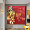 Large Abstract Painting On Canvas Red Painting Contemporary Painting | LOVE PATH 32"x32" - Trend Gallery Art | Original Abstract Paintings