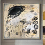Original Abstract Beige Paintings On Canvas Black Acrylic Art Modern Wall Art | PERPETUUM MOBILE