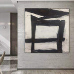 Large Original Abstract Black And White Paintings On Canvas Oil Franz Kline stylet White Decor | BLACK WINDOW
