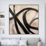 Oversized Artwork Black and White Paintings on Canvas Franz Kline style Minimalism Art Wall Decor | TENTACLES