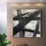 Large Square Original Modern Paintings Black And White Art Oil Painting Wall Art | GREY SERENITY