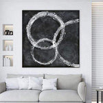 Oversize Black And White Paintings On Canvas Wall Oil Art Original Abstract Painting | DANDELIONS