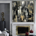 Large Original Oil Paintings On Canvas Black And White Unique Texture Wall Art Modern Art | INTO THE NIGHT