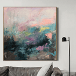 Large Painting On Canvas Oversize Canvas Wall Art Pink Green Oil Painting Abstract Wall Artwork Contemporary Art Painting | MERMAID'S HOME