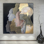 Large Gold Leaf Painting Humans Abstract Painting Abstract Faces Painting | UNITY
