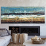 Large Oil Painting On Canvas Brown Painting Blue Painting Ocean Painting | POURING RAIN